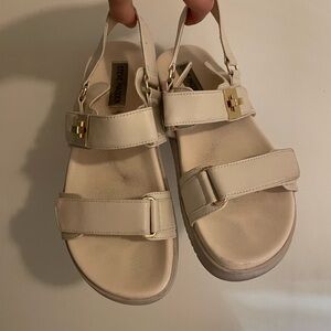 Steve Madden Mona Bone Leather Sandals | Size 8